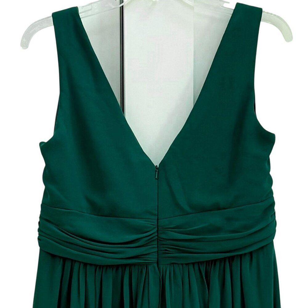DESSY COLLECTION Sleeveless Draped Chiffon Maxi Dress Women 16 Hunter Green NWOT - Picture 8 of 11